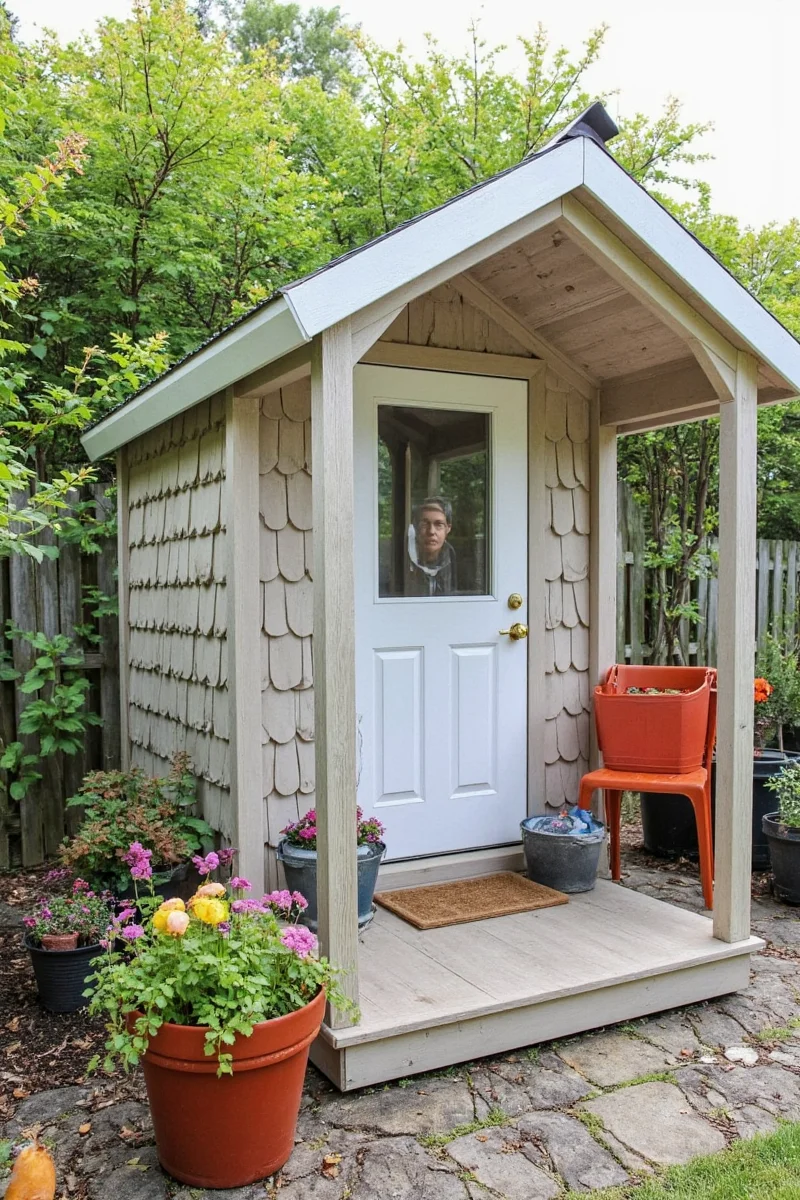 Comparison of three small potting sheds showing different materials and sizes suitable for various climates and pet types.