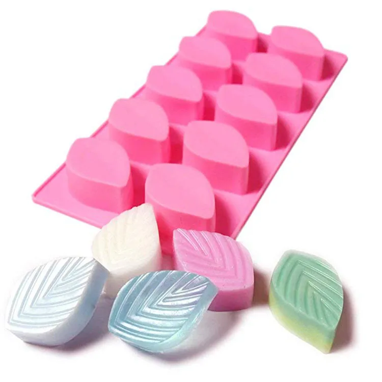 P1187 Factory 10cavity Leaf Shape Silicone Mold Diy Baking Mold For Candle Candy Chocolate Soap