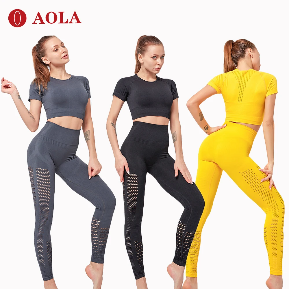 

AOLA Thick Knitted Color Bulk Sport Pants Yoga Fitness Gym For Women Wear Workout Cool Design Cheap Leggings