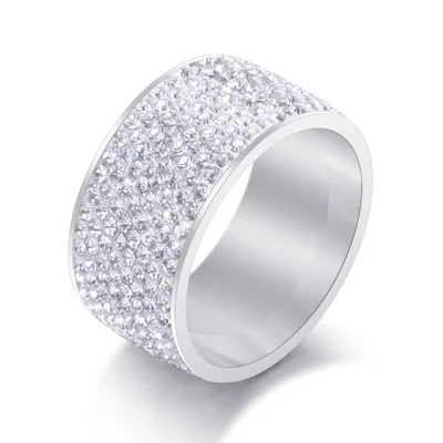 

Fashion Ins Personality All-match Casual Ring 8 Rows Diamond Stainless Steel Ring for Men, Gold silver