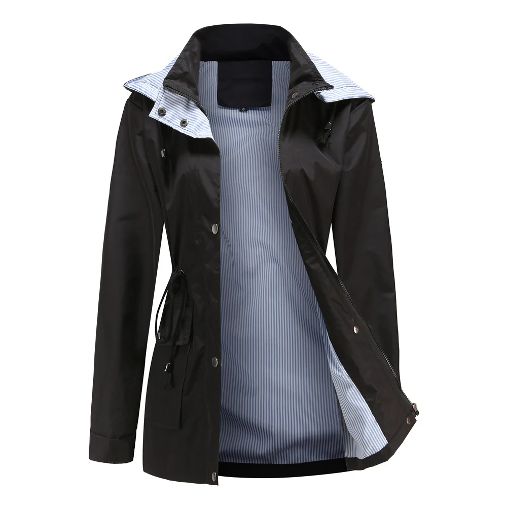 

2021 new fall/winter detachable hood windbreaker women's plus size ladies jacket windbreaker