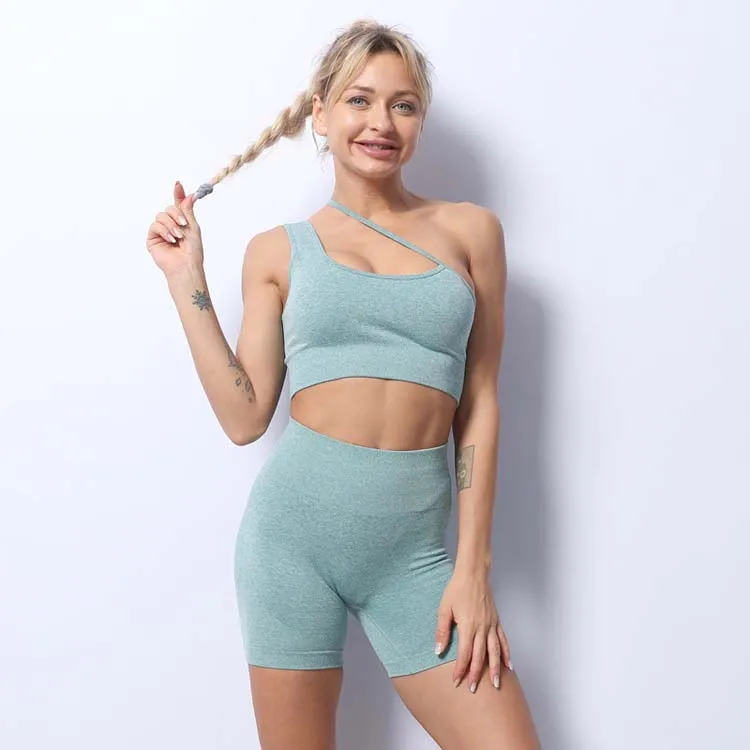 

Fashion new summer 2021 women's shorts with crop vest and high-waisted fifth pants casual suit yoga sets