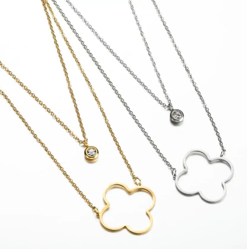 

Jewelry accessories Four Leaf Flower Pendant Necklace For Women jewlery Stainless Steel jewlery Choker Clover Necklaces