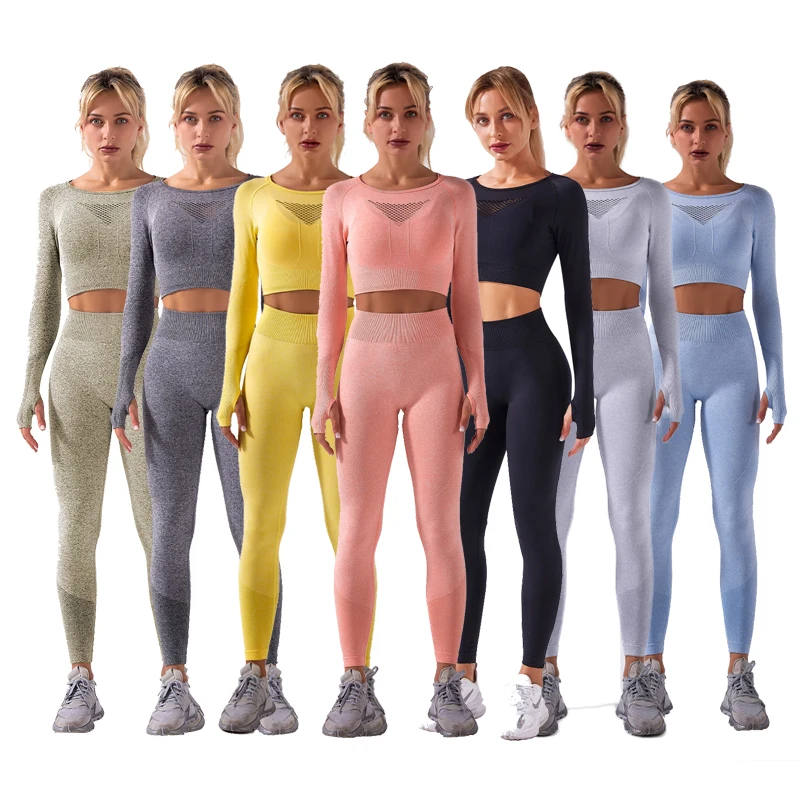 

seamless Breathable 2-piece set gym clothing Yoga Legging set Fitness & Yoga Wear
