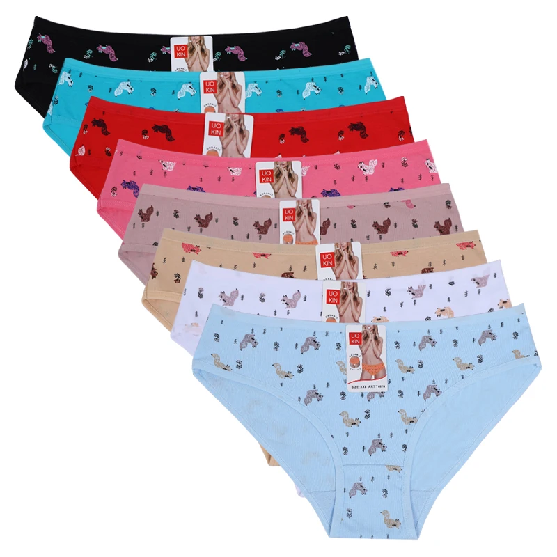 

UOKON Big Size Cotton Animal Comfortable Breathable Cheap Underwear women panties, 8 colors
