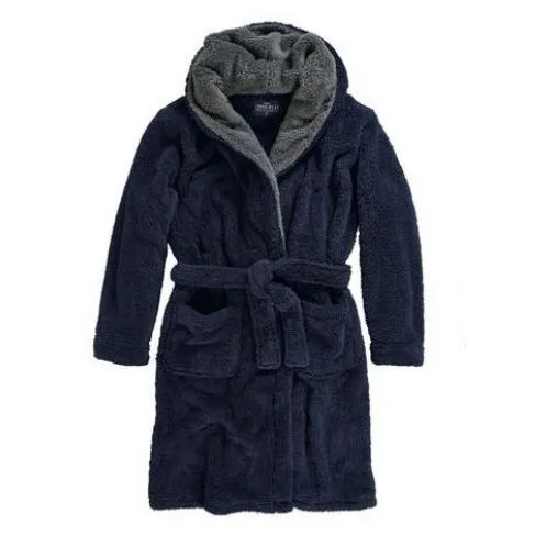 

High quality Couple Plain Hooded Brushed Coral Fleece Bathrobe, Customized