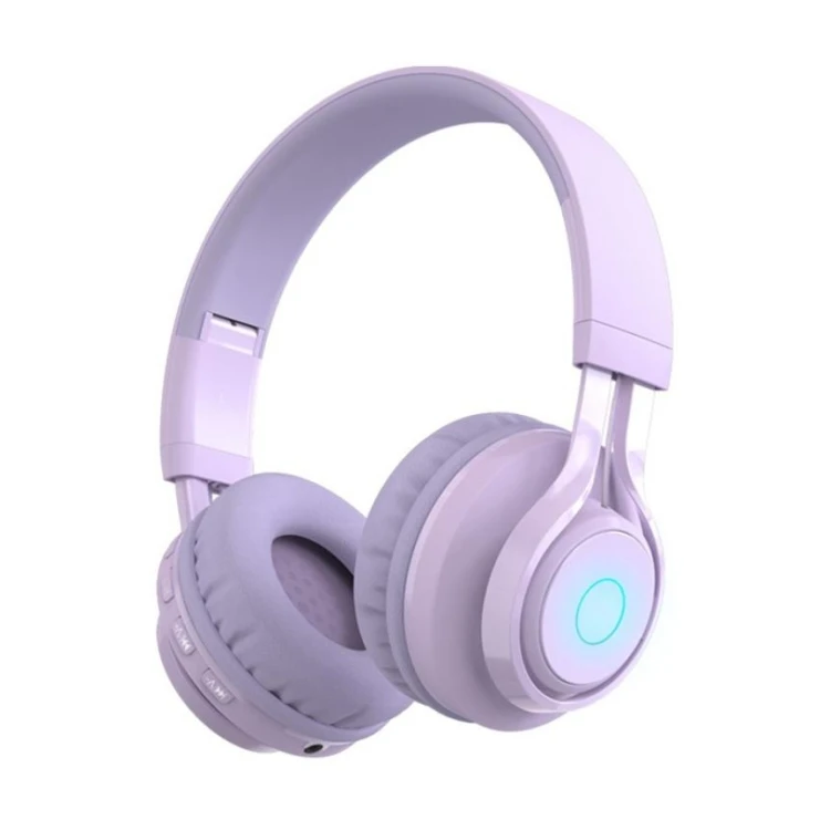 

Best Gift BT06C Cute Wireless BT 5.0 Headset for Children with Microphone LED Light noise cancelling Headphones Suppport Aux-in