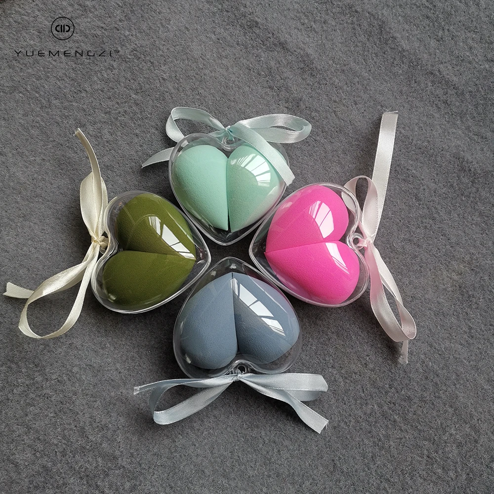 

Wholesale Latex Free Beauty Sponge Set With Heart Shape Packaging Case, Pink, black, yellow and etc