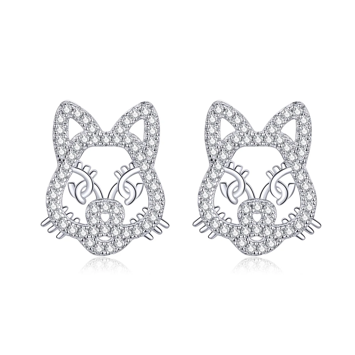 

925 Little Tiger Crystal Stone Cubic Zirconia Cute Animal Earrings