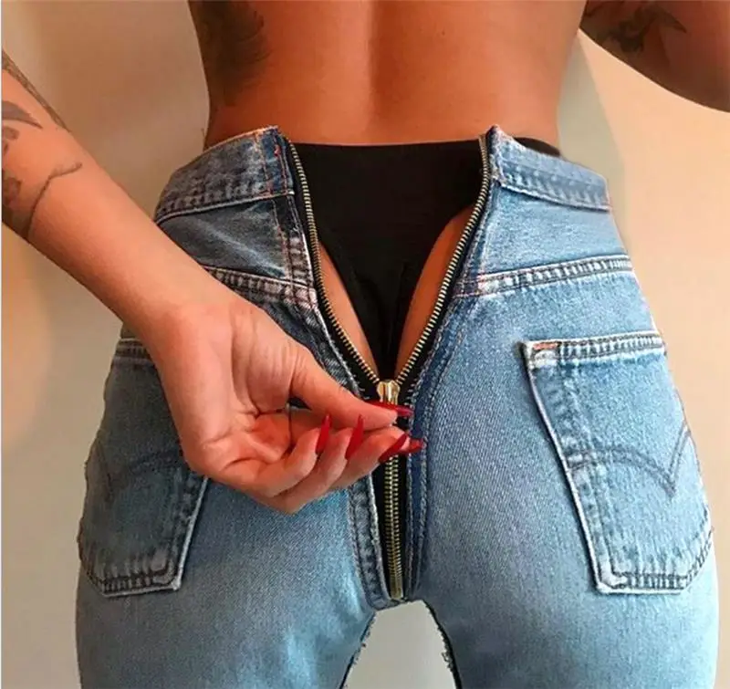 

Solid color full length back zip sexy straight jeans trousers girls highwaist vintage skinny jeans for women, Picture colors