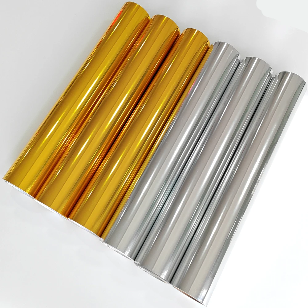 Poster Materials Outdoor Durable 3 Years 60microns Mirror Gold Silver PET Self Adhesive Vinyl Cutting Vinyl Film