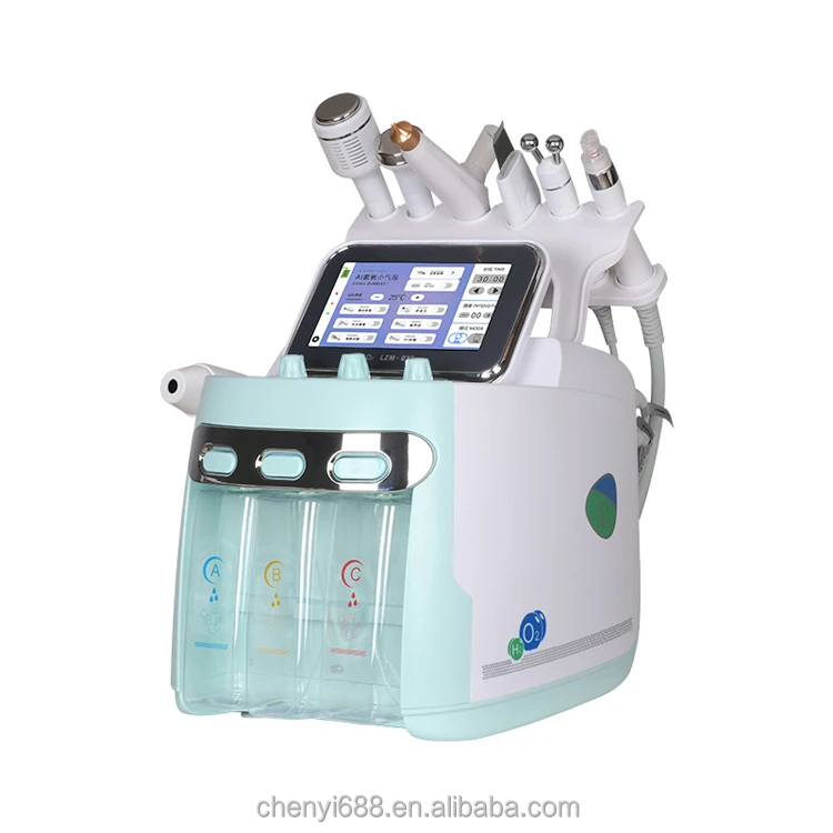 

Best Selling 7 In 1 H2o2 Small Bubble Dermabrasion Hydro Facial Machine Three-Spectral Perspective Analysis Hydra Dermabrasion, Green white