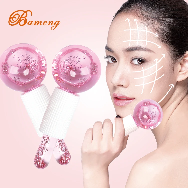 

Private label beauty magic ice cooling globe facial massager facial ice globe roller, Pink
