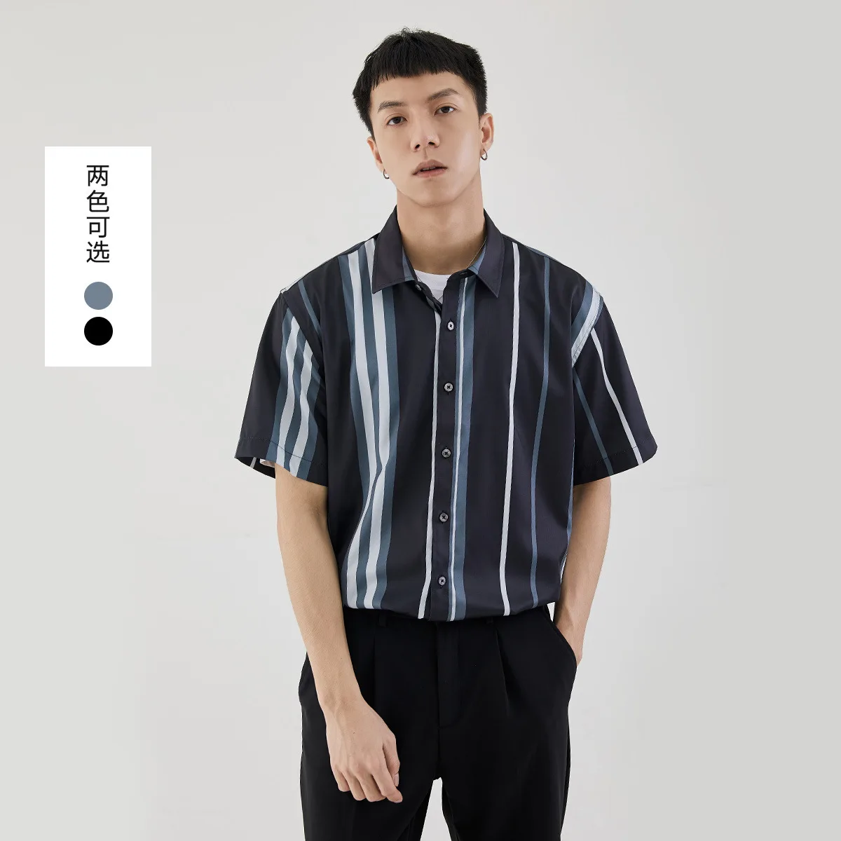

Men's Clothing Yizhi men's silky striped shirt 2021 summer new business casual no iron short sleeve Men's Shirts