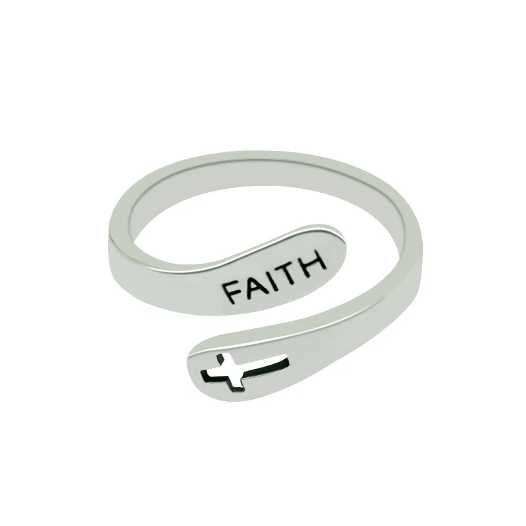 

Custom Sterling Silver 925 engraved faith cross ring