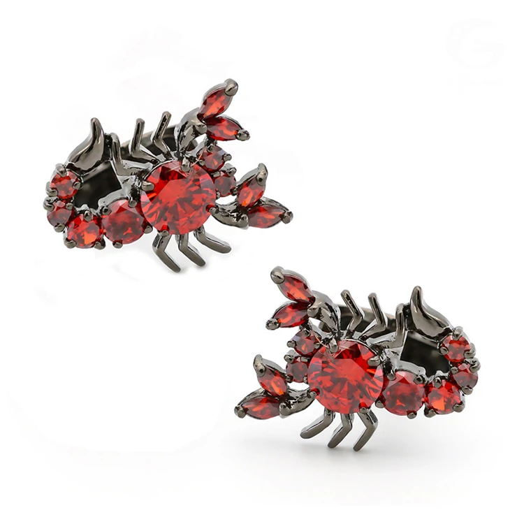 

Stock wholesale gun black poison scorpion crystal handmade gemstone cufflinks