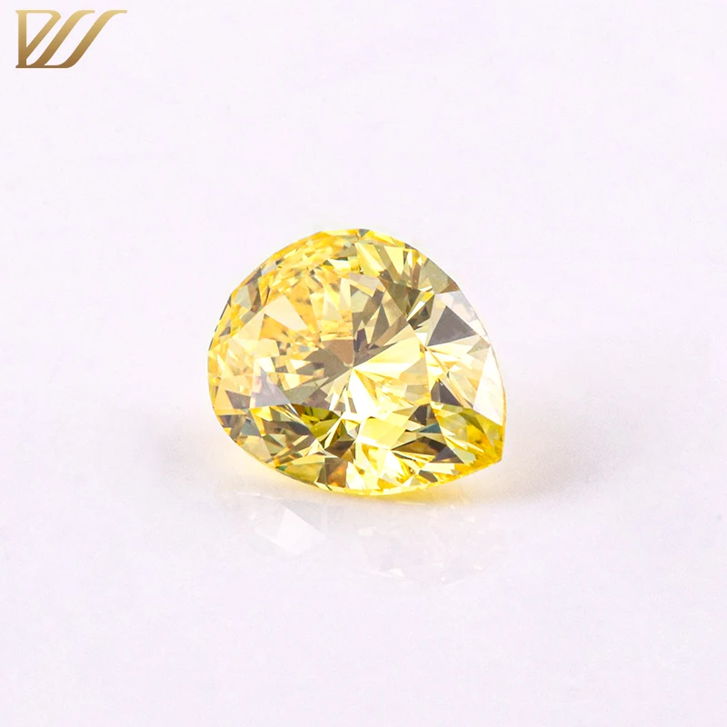 

2020 new product pear brilliant cut lab grown diamond yellow color