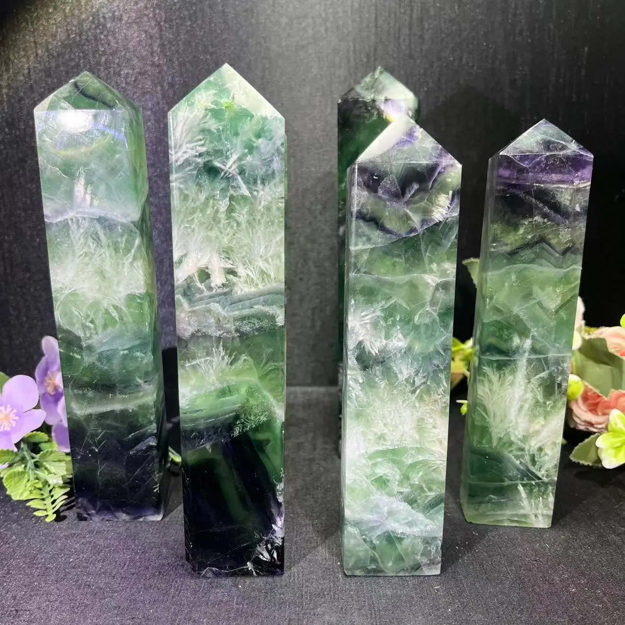 

Wholesale Natural Healing Quartz Crystal Tower Snowflake Fluorite Point For Decoration