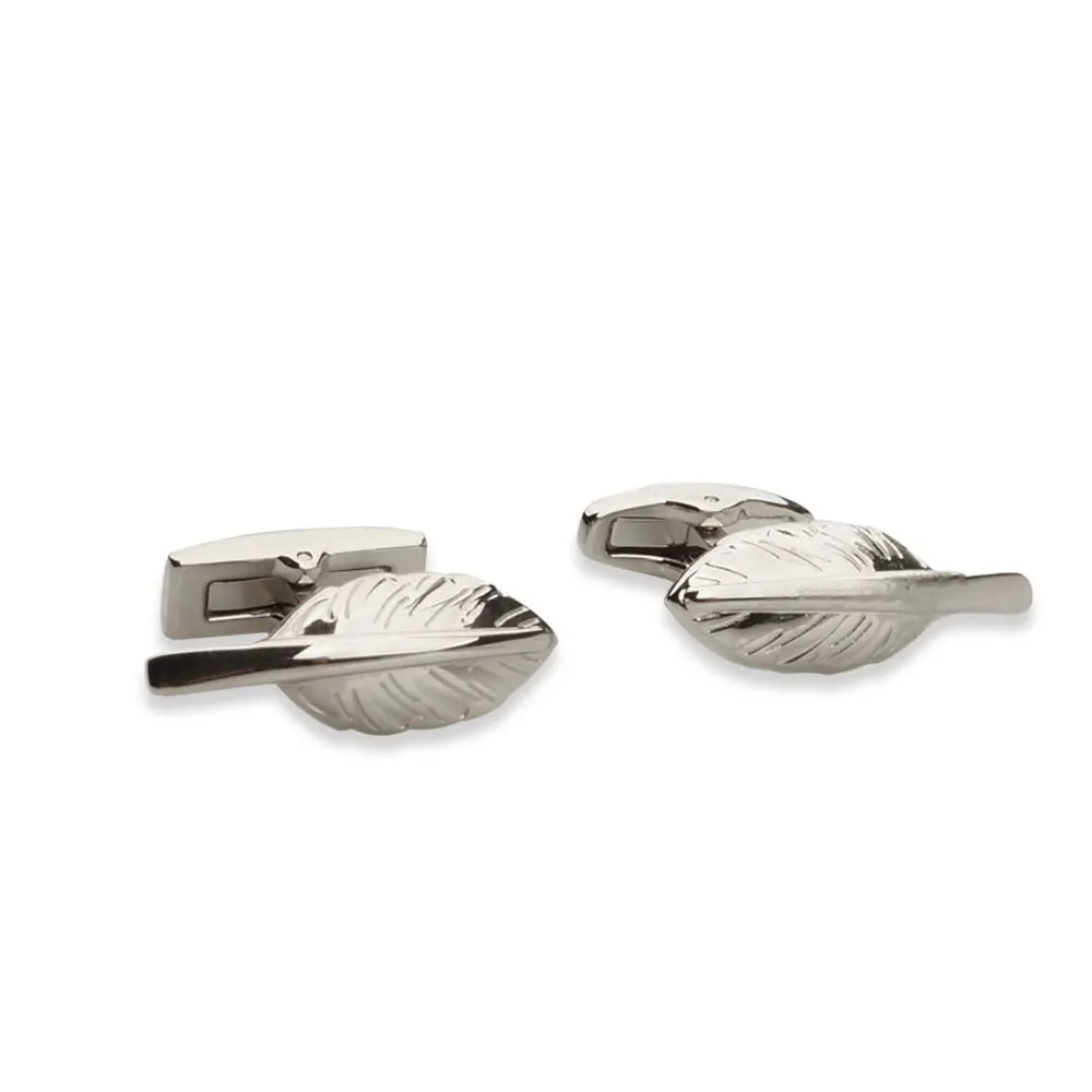 

Minimalist Silver Leaf Feather Stainless Steel Cufflinks Dongguan Manufacturer, Sliver