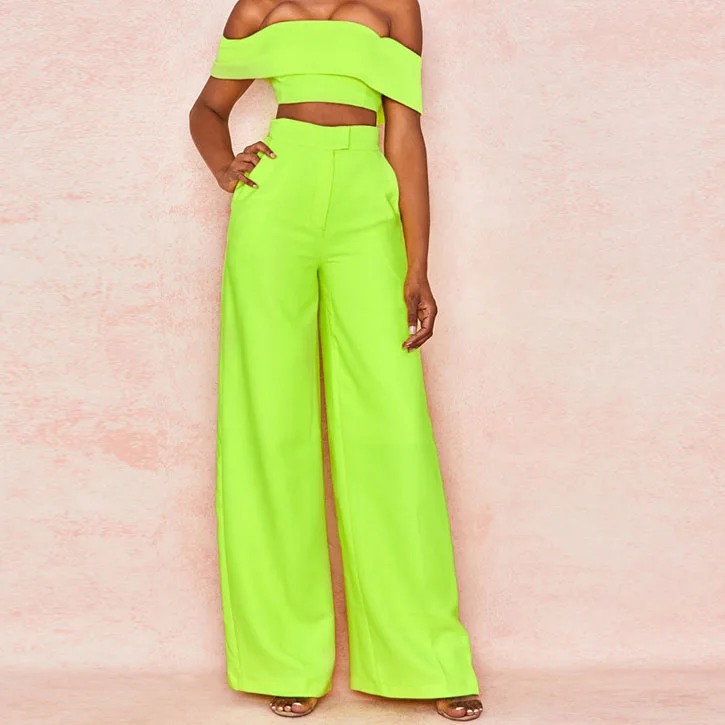 

FS1423B hot sale women 2 piece neon outfits