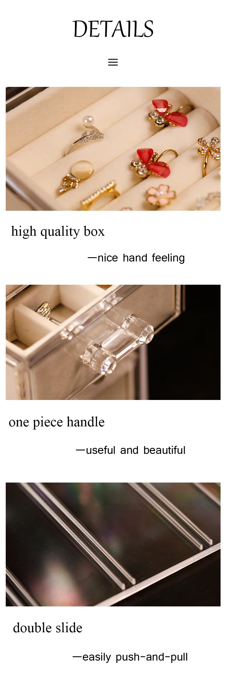 2022 new hot selling  storage multifunction big capacity plastic clear jewelry makeup organizer