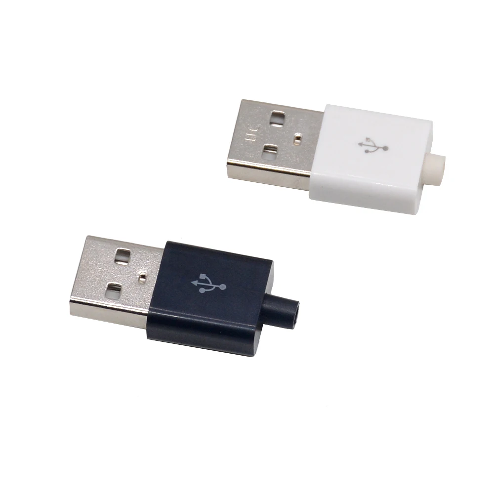 10PCS Male USB Connector Kit 5P USB 2.0 Plug Type-A DIY Components White 