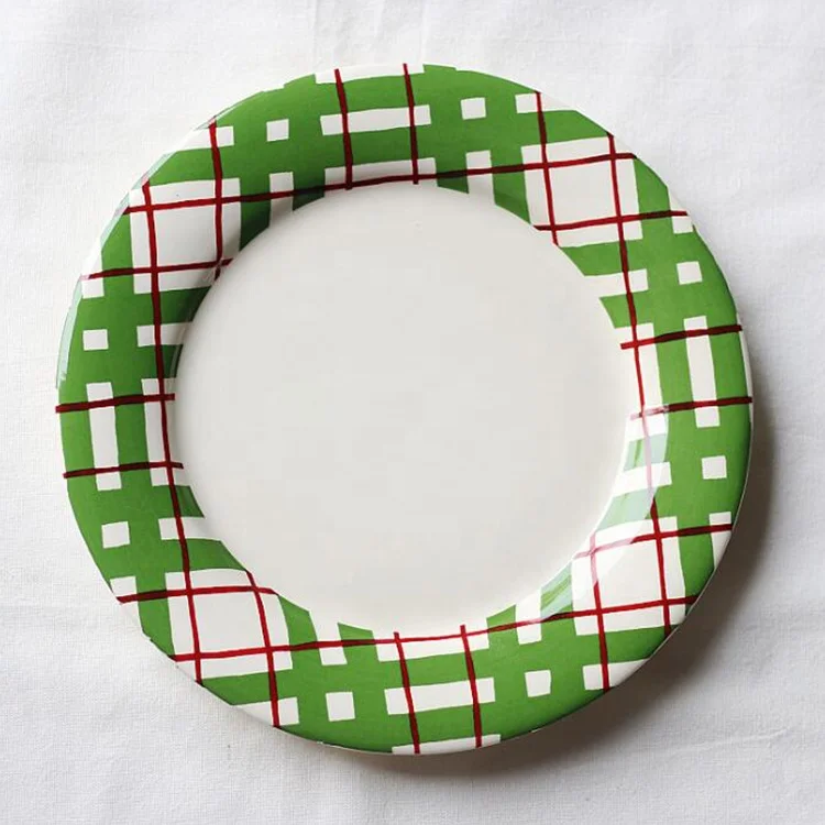 
color glazed hand paint round pizza plate 