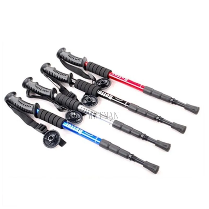 

Camping hiking walking stick cane adjustable telescopic trekking pole ultra-light portable aluminum walking stick mountain