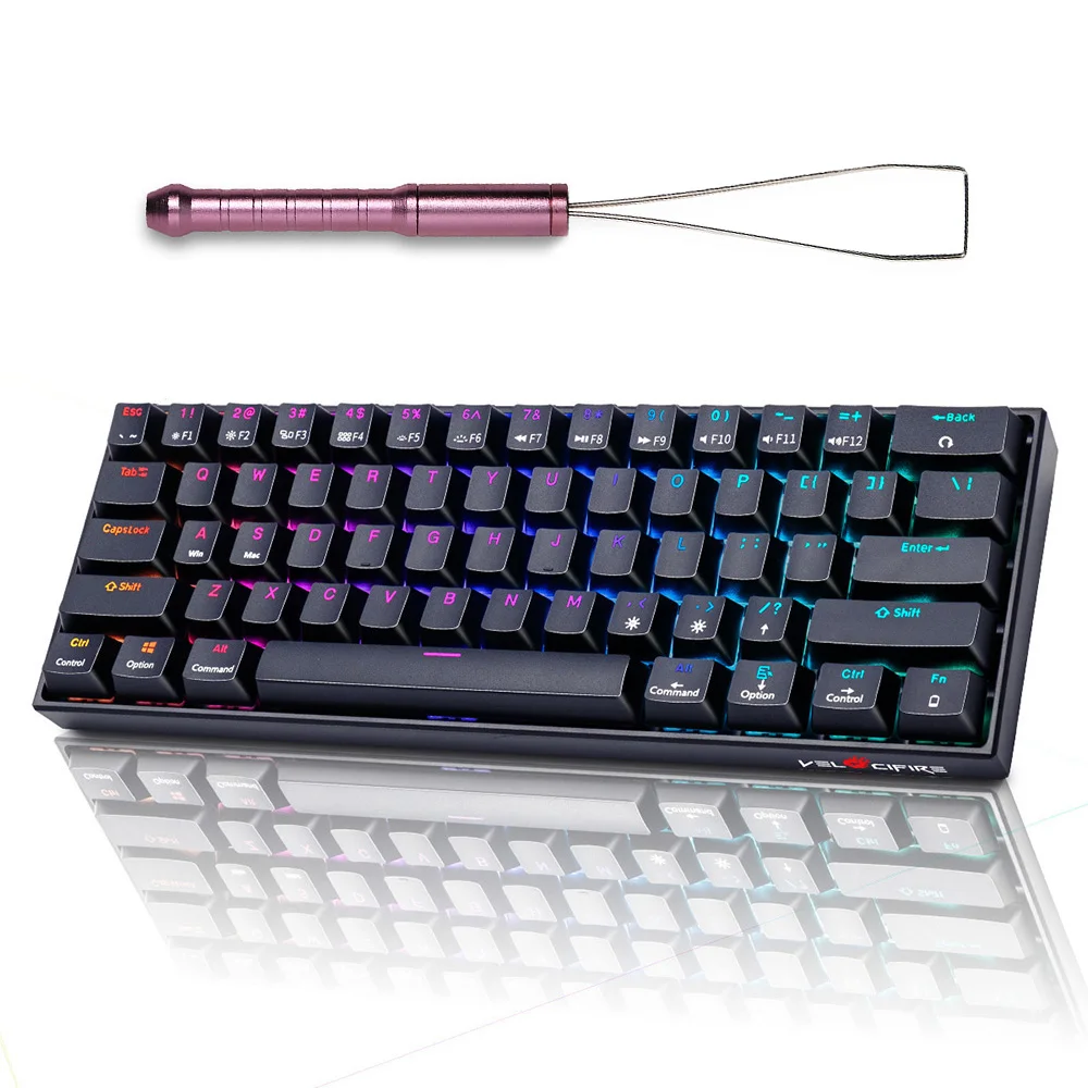 

BROWN SWITCH 60% Mechanical Keyboard Wired Dual System RGB Keyboard with Pink Keycaps Puller, Black color