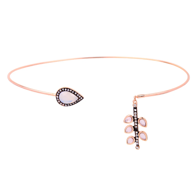 

xl00817c Simple Stylish Diamond Drop Shaped Gem Rose Gold Plated Necklace For Women 2021, As picture
