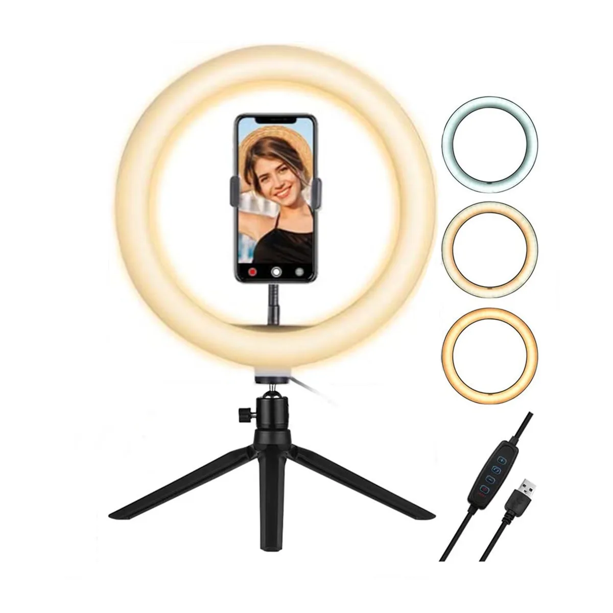 

Live Stream Photography with Tripod Stand Phone Holder 10 Inches Led Selfie Ring Light