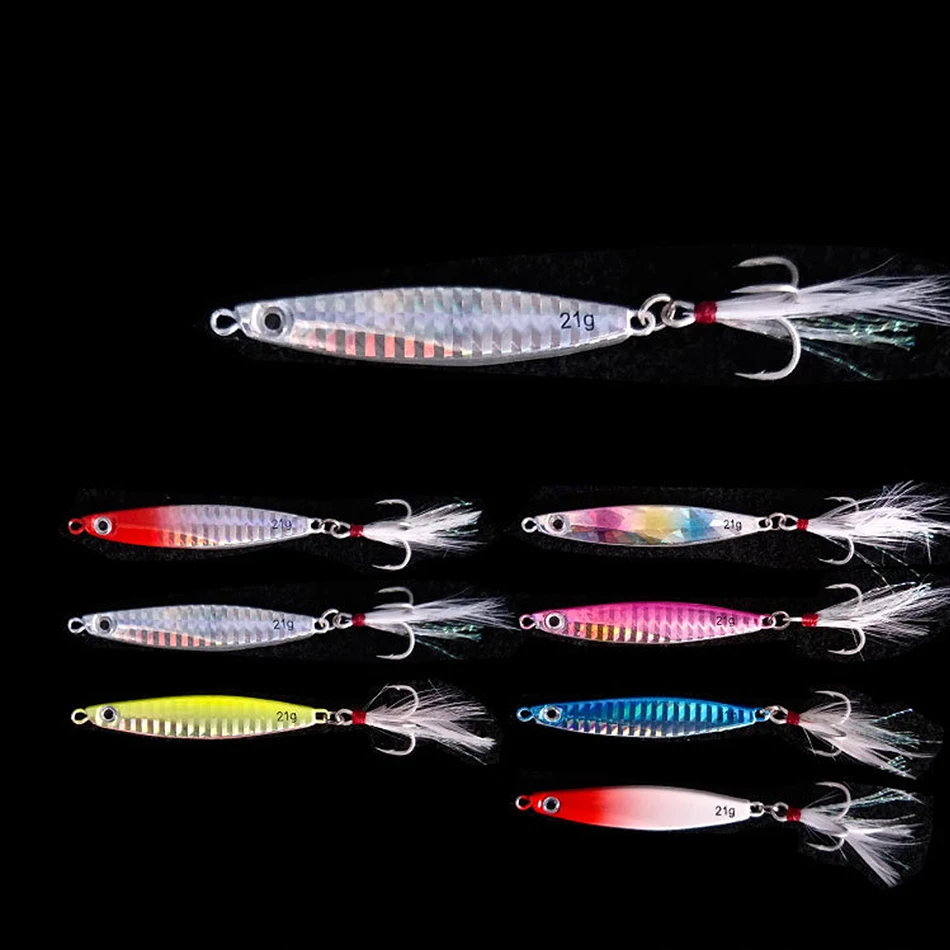 

Factory Directly Sale 7g 10g 14g 17g 21g 30g 40g 60g 80g Sequin Salt Water Metal Lures Fishing Lures Hard Bait Swim Bait, 7colors