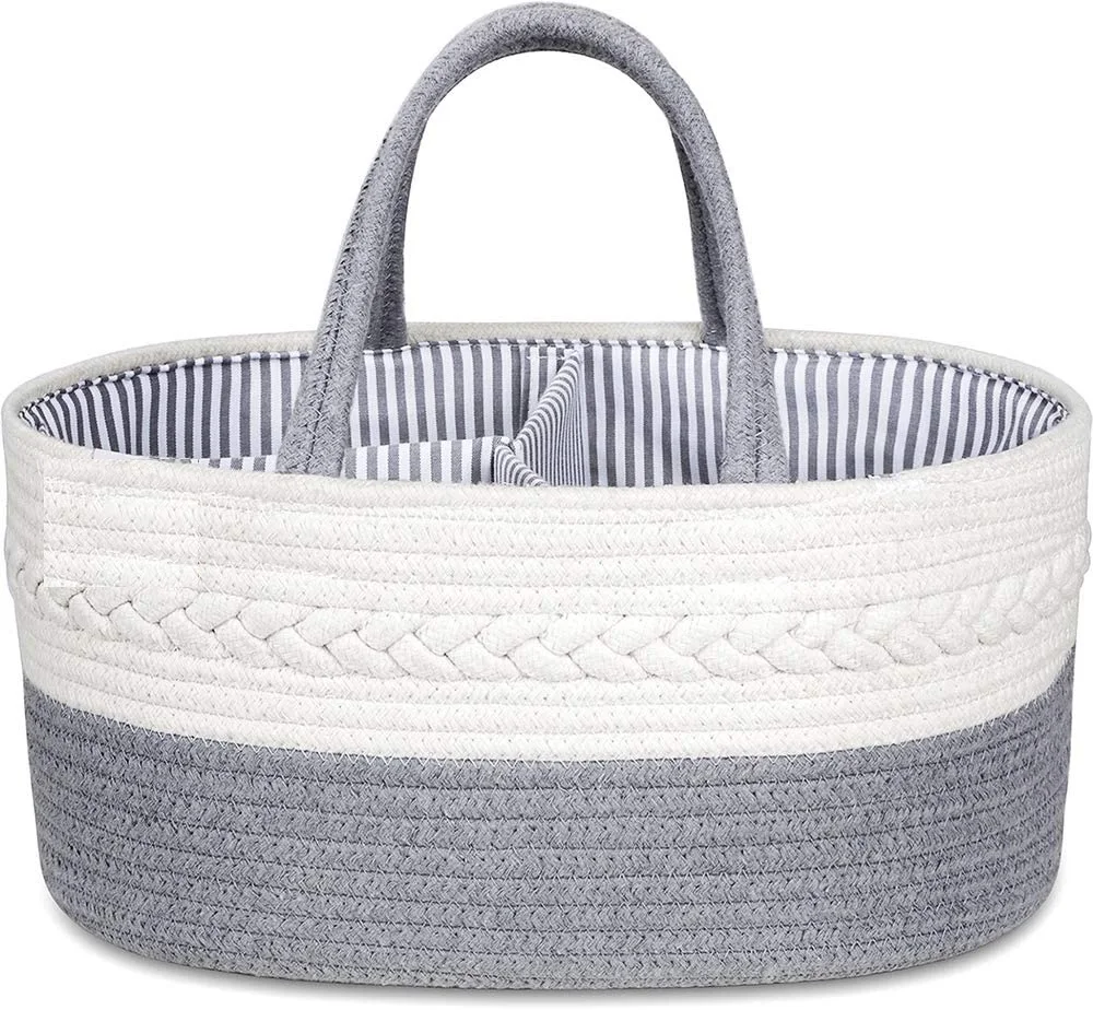 

High quality baby diaper organizer cotton rope nursery and diaper organizer, Double color or custom