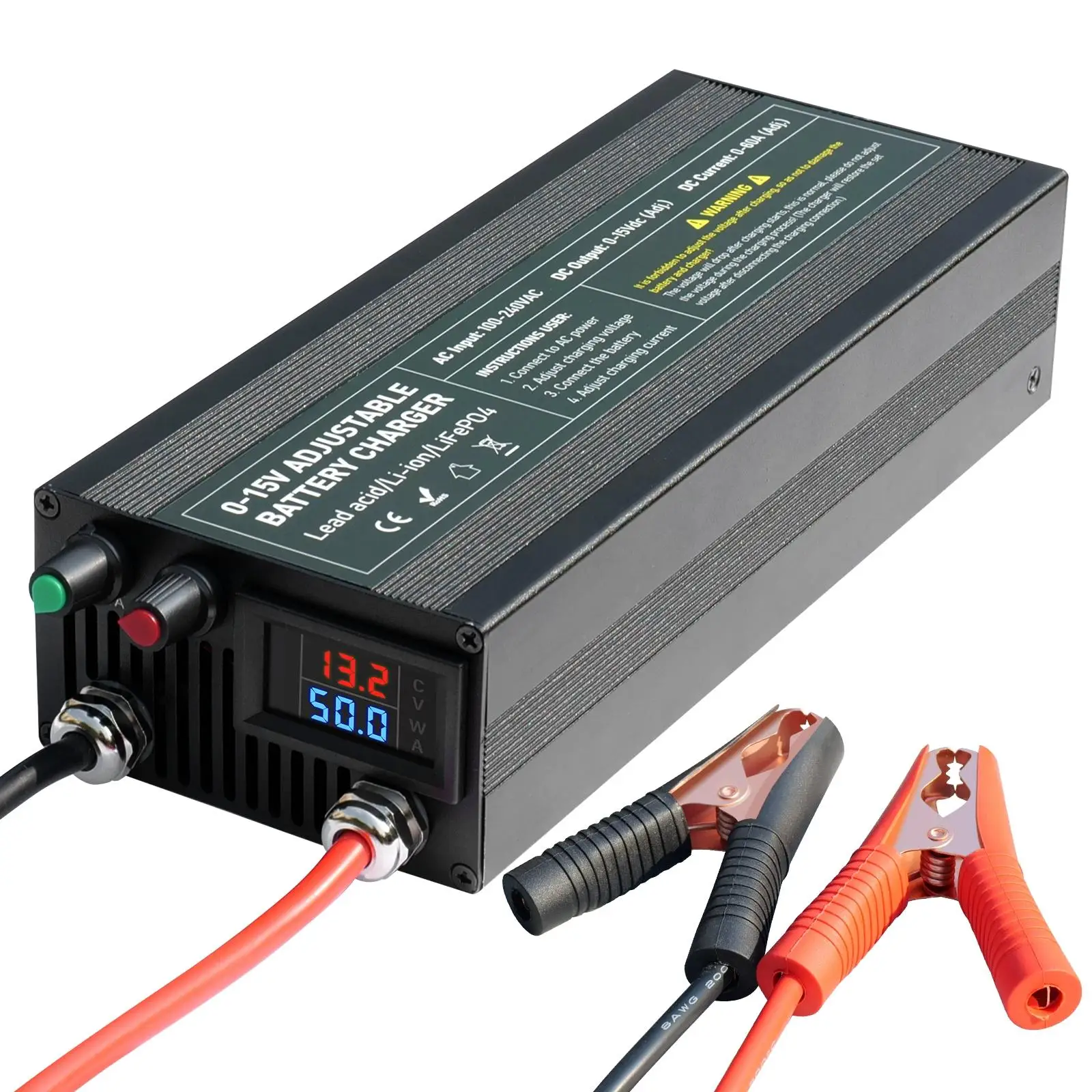

0-15V 40A 60A 85A adjustable voltage current charger 12.6V 14.6V 13.8V li ion lifepo4 lead acid battery charger