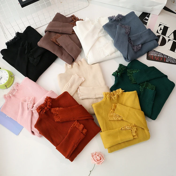 

New fall 2021 knit, half-turtleneck, thin slim sweater top