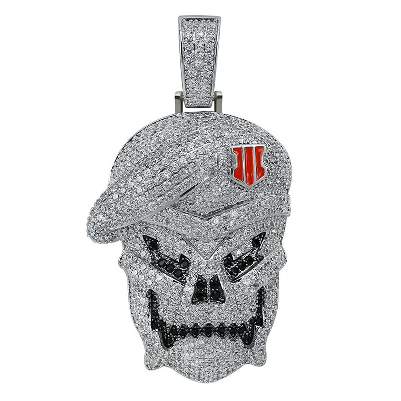 

Blues RTS HipHop white gold plated Call of Duty Black Skeleton Skull Necklace pendant