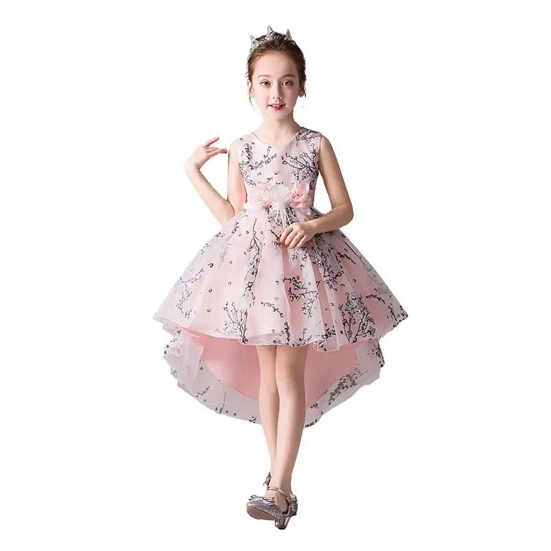 

Lace Flower Elegant Wedding Party Princess Birthday Gown Pageant Girl Sleeveless Dress, Picture