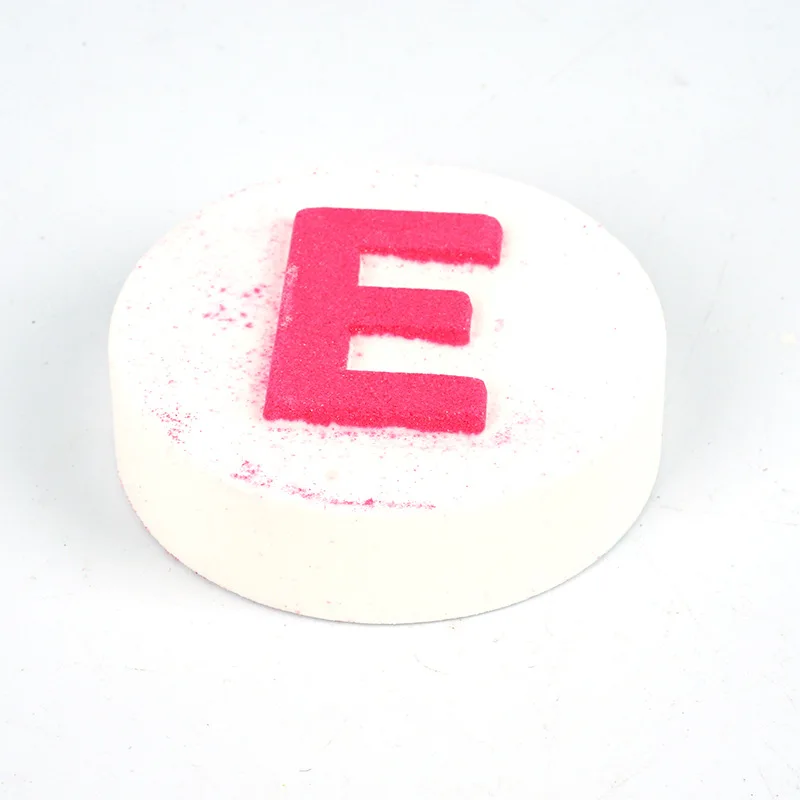 

All Natural Ingredients Coloring Bubble Bath Bomb With Pink Letters, White and pink