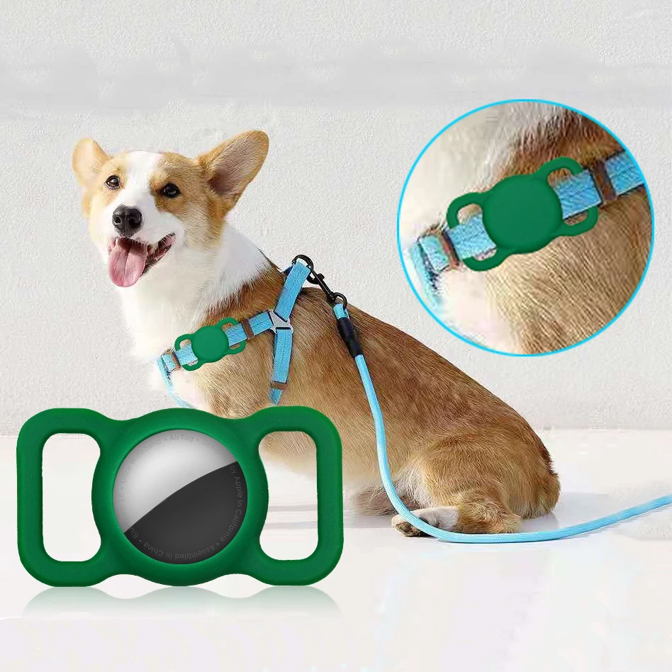 

2021 Newest keychain airtag holder silicone pet airtag case for airtag pet dog collar, Multi-colors