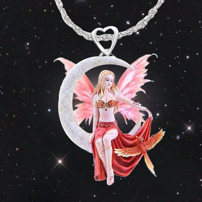 

Exquisite Creative Fashion Jewelry Glamour Lady Pendant Butterfly Wing Accessories Moon Pink Princess Necklace