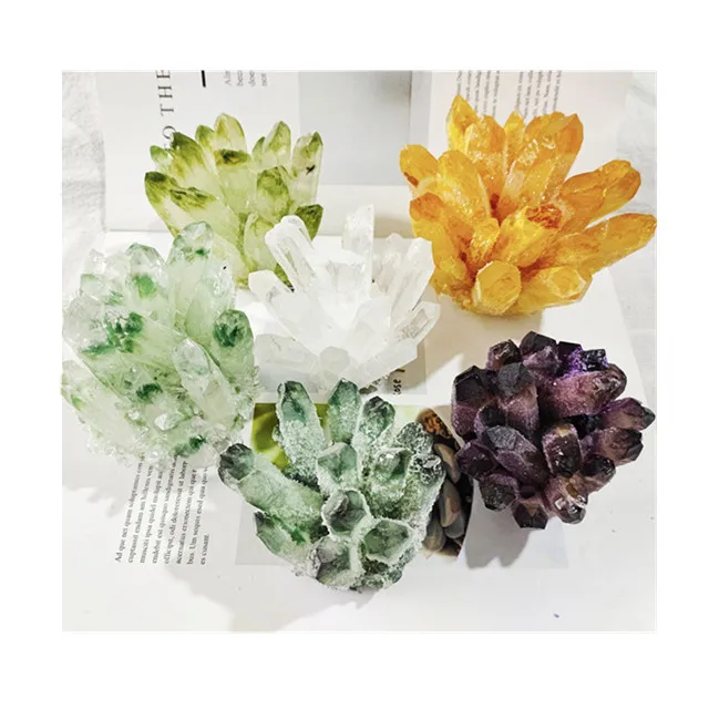 

Wholesale crystals healing stones laboratory Purple Phantom Quartz Cluster Ghost Crystal Cluster for buyer