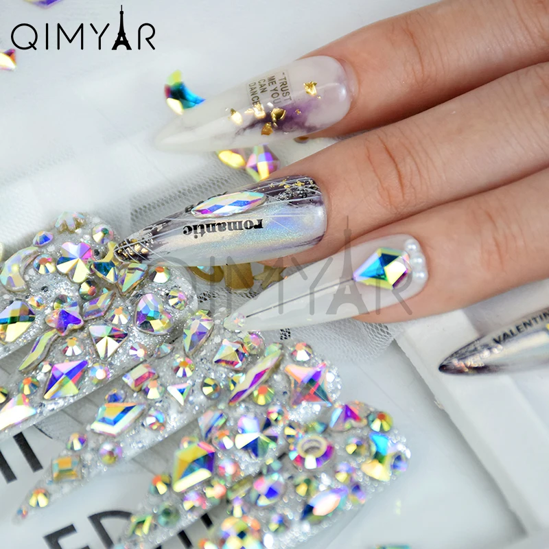 

Shine 6 Grids AB color flat back K9 material nail art crystal Rhinestones for Nail Art Decoration, As the picture