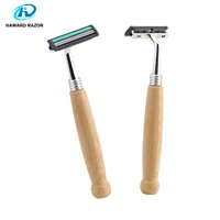 

Hotel supplies Biodegradable 2 blade Disposable razor Eco-Friendly Natural Bamboo Handle shaving razor