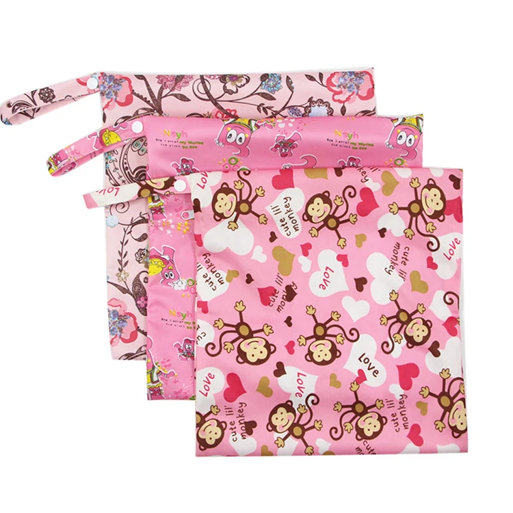 
Reusable Zippered Waterproof Wet Dry Bags Pockets baby Diaper Bag 