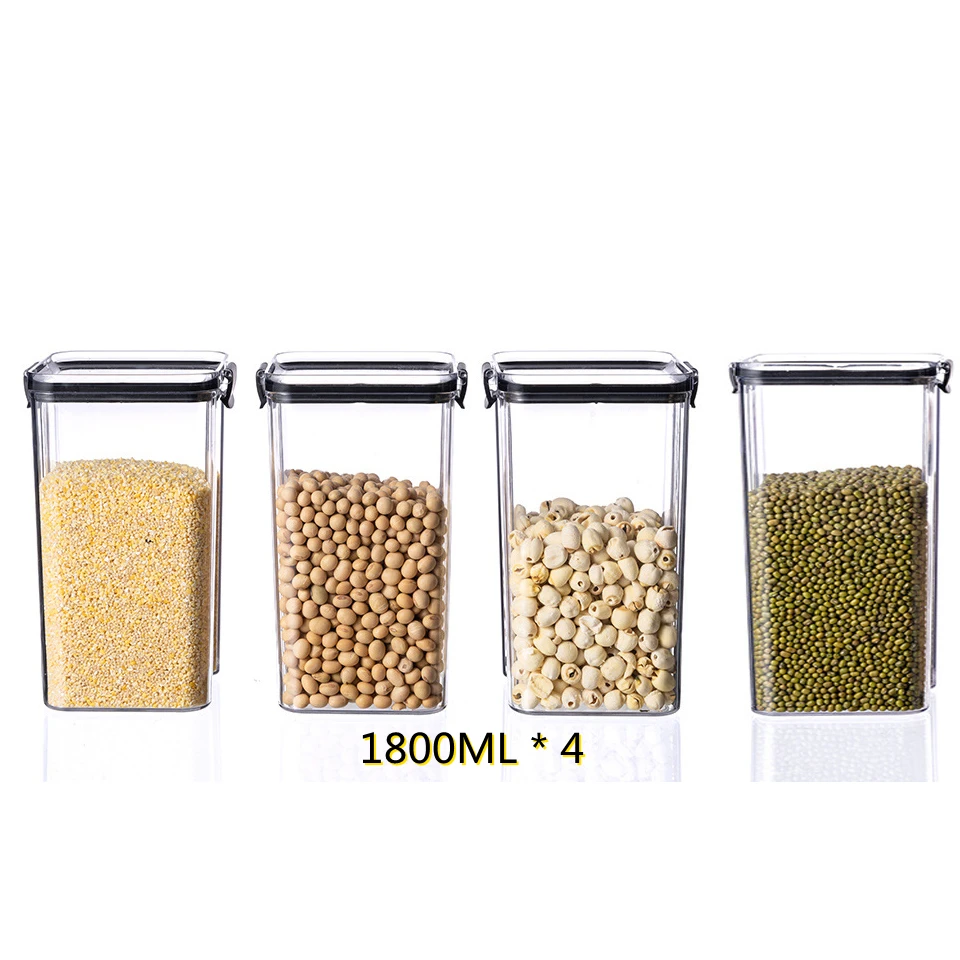 

Set of 4 1800ML BPA-Free Plastic Cereal Container Dispenser Airtight Watertight Cereal Keeper Dry Food Storage, Clear