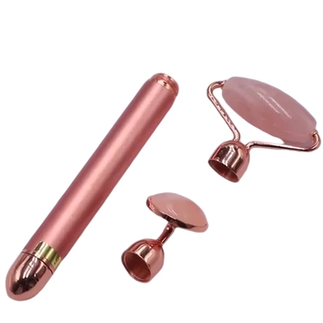 

2 in 1 Ultrasonic Facial Massager Vibrate Natural Jade Roller Energy Beauty Bars Vibrating Pulse Skincare Tool