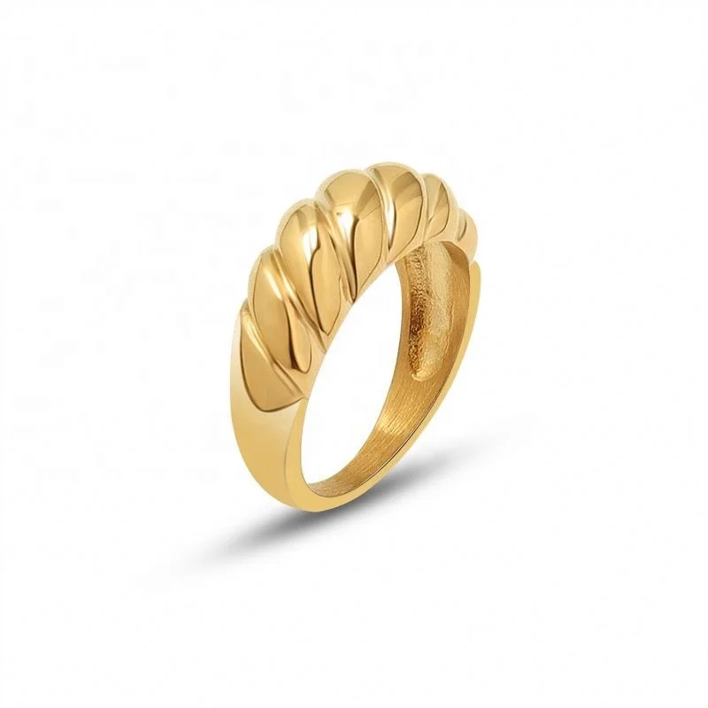 

High End 18K Gold Plated Croissant Rings Stainless Steel Rings for Women Trendy Earring Wholesale Tarnish Free