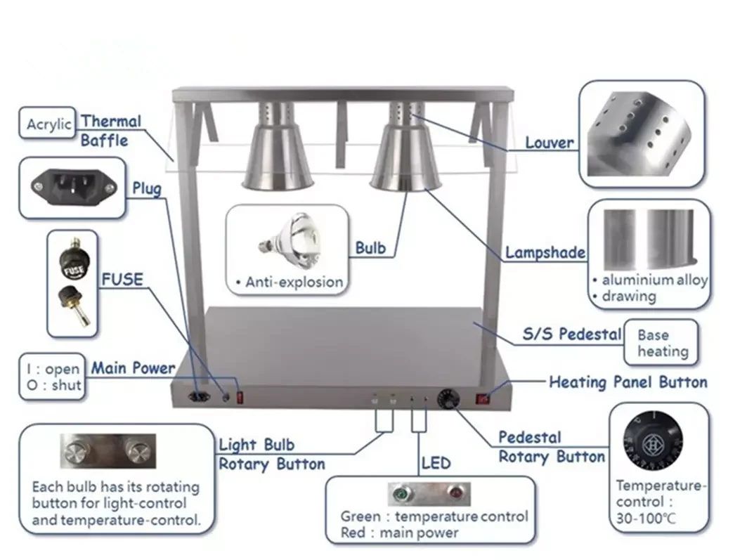 2020 New product hot food display warmer heat lamp/food heating warming lamp Buffet Heating Lamp For Party factory