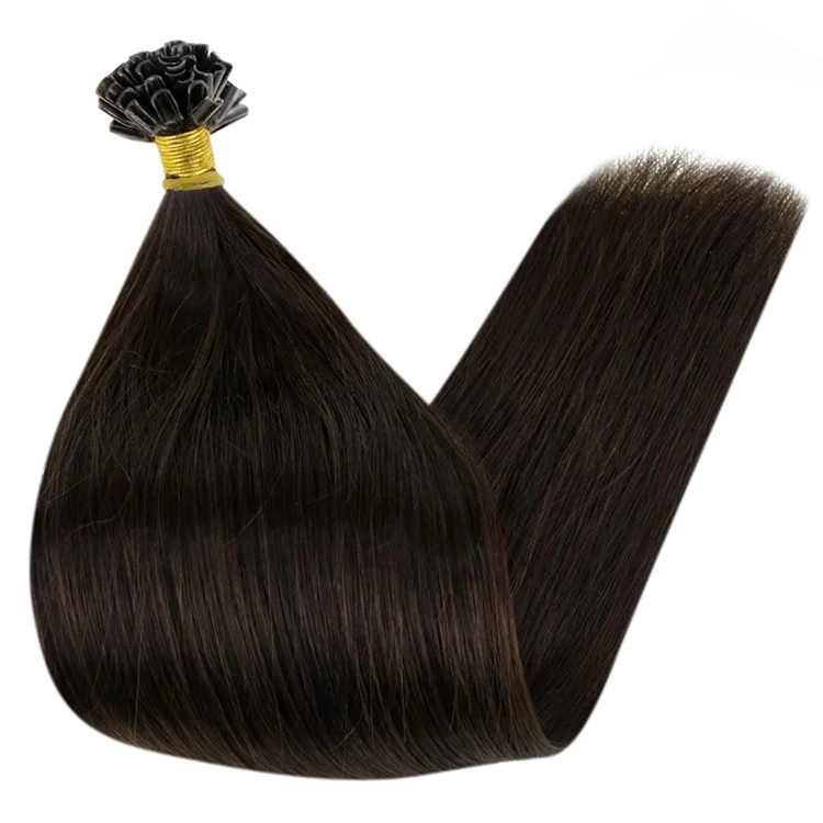 

Full Shine Brazilian Human Hair Extension Vendors #2 Darkest Brown Silky Straight U Tip Hair Extension