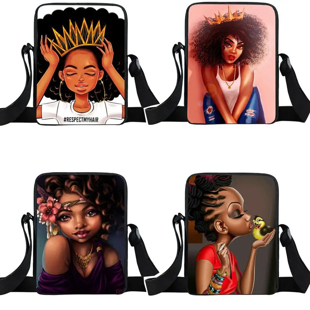 

Black Girl Cartoon Bag Korean Style Shoulder Bag Fashion Polyester Lightening Small Shoulder Bag Print Logo Bags